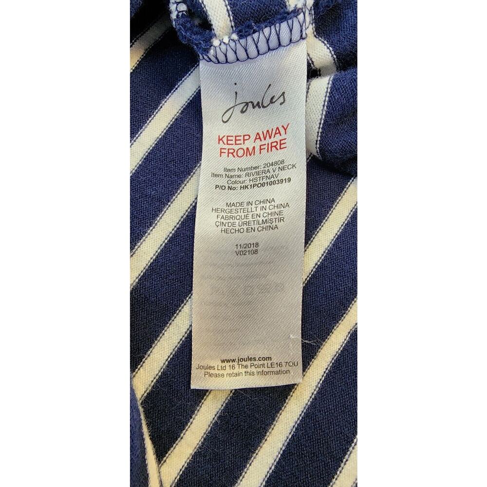 Joules Dress Womens 4 Blue Striped Riviera V-Neck Jersey Coastal Preppy Summer - Picture 11 of 12